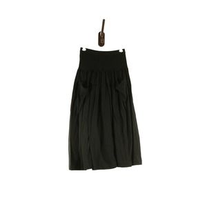 Vintage Cottage Peasant Stretch Cotton Skirt Pockets Benetton Lagenlook XS Black